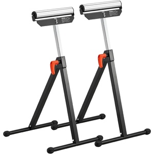 VEVOR 2-Pack Roller Stands, 135 lb Load Capacity, 26.8-42.5” Adjustable Height, Folding Heavy Duty Design with 11.5 in Polished Steel Roller Head, for Table Saw Outfeed Woodworking Extension Support