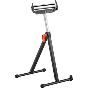 VEVOR 2-Pack Stands 250 lbs Load Capacity, 27-43 in Adjustable Height, Folding Heavy Duty with Polished Steel Roller Head & Edge Guides, for Table Saw Outfeed Woodworking Extension Support, Black(1-Pack)