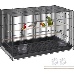 VEVOR 30-inch Flight Bird Cage, Stackable Divided Small Parakeet Cage for Parrots Canaries Cockatiels Lovebirds Finches Budgies Conures Macaws Pet Travel Birdcage with Handle and Perches(Black)
