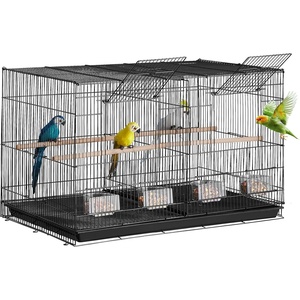 VEVOR 30-inch Flight Bird Cage, Stackable Divided Small Parakeet Cage for Parrots Canaries Cockatiels Lovebirds Finches Budgies Conures Macaws Pet Travel Birdcage with Handle and Perches(Black  Dividable)