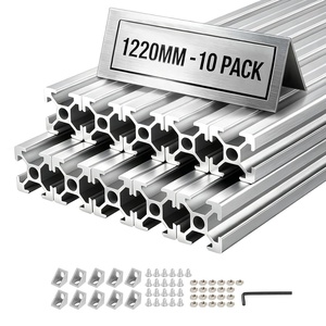 VEVOR 4PCS 47.2 in (1200mm) T Slot 2020 Aluminum Extrusion Profile, European Standard Anodized Linear Rail, High-Strength Extruded Aluminum Rail for 3D Printer, CNC Machine DIY, Laser Engraving, Black(Silver)