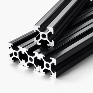 VEVOR 4PCS 47.2 in (1200mm) T Slot 2020 Aluminum Extrusion Profile, European Standard Anodized Linear Rail, High-Strength Extruded Aluminum Rail for 3D Printer, CNC Machine DIY, Laser Engraving, Black(Black)