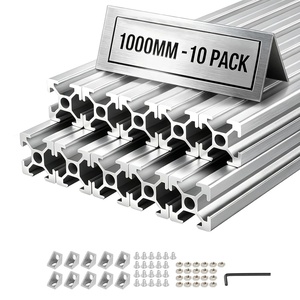 VEVOR 4PCS 47.2 in (1200mm) T Slot 2020 Aluminum Extrusion Profile, European Standard Anodized Linear Rail, High-Strength Extruded Aluminum Rail for 3D Printer, CNC Machine DIY, Laser Engraving, Black(Sliver)