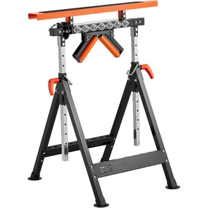 VEVOR 4-in-1 Roller Stand, 440 lb Load Capacity, 33-50 in Adjustable Height, Folding Heavy Duty with Rack & Polished Multi-Directional Roller Head, for Table Saw Outfeed Woodworking Extension Support