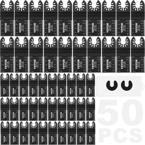 VEVOR 50 PCS Oscillating Saw Blades, Universal Quick Release Oscillating Saw Blades, Multitool Tool Blades for Wood Plastic Metal Nails, Compatible with Milwaukee Dewalt Dremel Fein Worx Bosch Makita(50PCS)