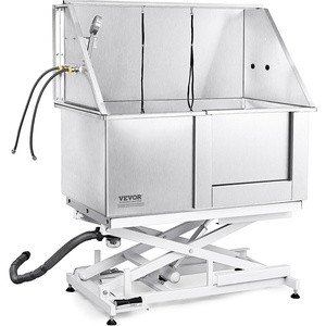 VEVOR 50″ Pet Dog Bathing Station Electric Height Adjustment, Professional Stainless Steel Dog Grooming Tub w/Soap Box, Faucet,Rich Accessory,Bathtub for Multiple Pets, Washing Sink for Home(Right)(Right Door)