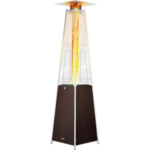 VEVOR 50000BTU Propane Patio Heater for Outdoor Use With Round Table Design, Metal Burner and Wheels – Tall Hammered Flame Heater for Party, Backyard, Garden, Silver Gray(Bronzed)