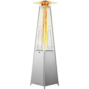 VEVOR 50000BTU Propane Patio Heater for Outdoor Use With Round Table Design, Metal Burner and Wheels – Tall Hammered Flame Heater for Party, Backyard, Garden, Silver Gray(Silver)
