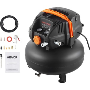 VEVOR 6 Gallon Air Compressor, 1.7HP 2.3CFM@90PSI Portable Pancake Air Compressor & 150PSI Max Pressure, 12-Piece Accessory Kit with 25FT Air Hose for Tire Inflation, Spray Painting, Woodwork Nailing