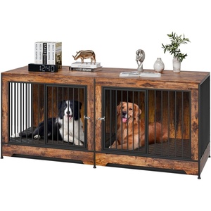VEVOR 72″Dog Crate Furniture for 2 Dogs,Double Dog Crate Furniture with Double Sliding Doors,Large Dog Crate TV Stand with Removable Tray,Steel Frame Double Dog Crate for Small,Medium,Large Dogs White(74.8″L x 26.4″W x 32.4″H)