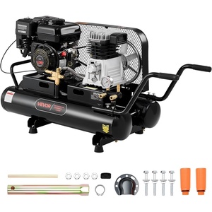 VEVOR 9 Gallon Twin-Tank Gas Powered Air Compressor, 6.5HP 9CFM Gas Driven Air Compressor Tank on Wheels, Max 115PSI Piston Pump Air-Compressed System for Tire Inflation, Auto Repairs, Spray Painting