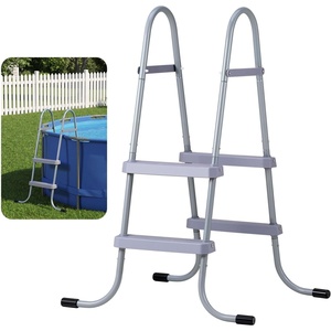 VEVOR Above Ground Pool Ladder, 4-Step Steel A-Frame Swimming Pool Stairs for 48 in High Wall, 300 lbs Capacity Entry/Exit Steps with Secure Non-Slip Sturdy Wide Step, Easy Setup, Gray & White(2-Step for 33 In)