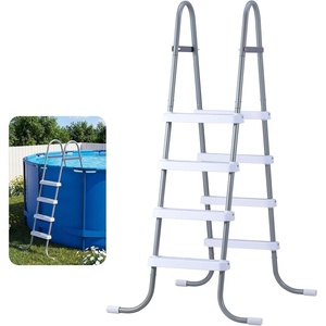 VEVOR Above Ground Pool Ladder, 4-Step Steel A-Frame Swimming Pool Stairs for 48 in High Wall, 300 lbs Capacity Entry/Exit Steps with Secure Non-Slip Sturdy Wide Step, Easy Setup, Gray & White(4-Step for 48 In)