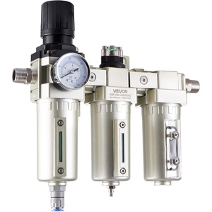 VEVOR Air Compressor Filter Regulator, 1/2″ NPT 3-Stage 5μm & 0.3μm & 0.1μm Air Drying System with Micron Filters and Desiccant Dryer, Auto Drain Air Compressor Water Separator 175PSI Max Pressure(1/2″ NPT 0.1μm)