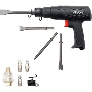 VEVOR Air Hammer, 2500-2700BPM Pneumatic Hammer with 2.76-inch Stroke & 4PCS 6.7″ Long Barrel Chisels, Pistol-Grip Compact Air Chisel Pneumatic Shovel Tool for Cutting Scraping Demolishing(2500BPM)