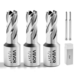 VEVOR Annular Cutter Set, 13 pcs Weldon Shank Mag Drill Bits, 1″ Cutting Depth, 7/16″ to 1-1/16″ Cutting Diameter, M2AL HSS, 2 Pilot Pins, Hex Wrench and Portable Case, for Using with Magnetic Drills(1/2″ * 1″)