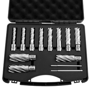 VEVOR Annular Cutter Set, 13 pcs Weldon Shank Mag Drill Bits, 1″ Cutting Depth, 7/16″ to 1-1/16″ Cutting Diameter, M2AL HSS, 2 Pilot Pins, Hex Wrench and Portable Case, for Using with Magnetic Drills(7/16″ – 1-1/16″ * 2″(Universal))