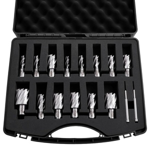 VEVOR Annular Cutter Set, 13 pcs Weldon Shank Mag Drill Bits, 1″ Cutting Depth, 7/16″ to 1-1/16″ Cutting Diameter, M2AL HSS, 2 Pilot Pins, Hex Wrench and Portable Case, for Using with Magnetic Drills(7/16″ – 1-3/8″ * 1″)