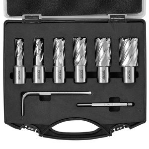 VEVOR Annular Cutter Set, 13 pcs Weldon Shank Mag Drill Bits, 1″ Cutting Depth, 7/16″ to 1-1/16″ Cutting Diameter, M2AL HSS, 2 Pilot Pins, Hex Wrench and Portable Case, for Using with Magnetic Drills(1/2″- 1-1/16 * 1″)