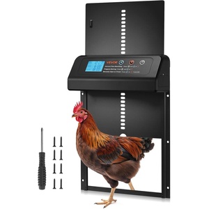 VEVOR Automatic Chicken Coop Door, Battery Powered Chicken Coop Door with Timer & Manual Setting, Anti-Pinch Security, Durable Aluminum Alloy, Auto Chick Run Gate Opener with Waterproof Sealing, Black(Black)
