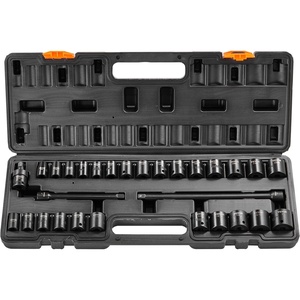VEVOR Axle Nut Impact Socket Set – 3/4″ Drive Deep 6-Point 8-Piece SAE Spindle Nut Socket CR-MO Heat Treated Large Socket Set with Storage Case for Auto Repair, Removing or Installing Axle Nuts(3/8″ 29PCS CR-MO)
