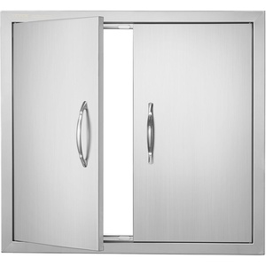 VEVOR BBQ Double Door, 35W x 24H Inch Stainless Steel Flush Mount Vertical Door with Handles, for Grilling Station(26W x 24H(Silver))