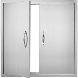 VEVOR BBQ Double Door, 35W x 24H Inch Stainless Steel Flush Mount Vertical Door with Handles, for Grilling Station(31W x 31H(Silver))