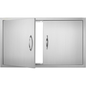 VEVOR BBQ Double Door, 35W x 24H Inch Stainless Steel Flush Mount Vertical Door with Handles, for Grilling Station(36W x 21H(Silver))