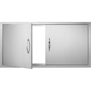 VEVOR BBQ Double Door, 35W x 24H Inch Stainless Steel Flush Mount Vertical Door with Handles, for Grilling Station(42W x 21H(Silver))