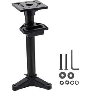 VEVOR Bench Grinder Stand, Heavy-Duty Bench Grinder and Vise Floor Pedestal with 11″ x 6.7″ Mounting Plate, Grinding Wheel Storage Compartments & Cast Iron Base, Compatible with Most Bench Grinders(Round)