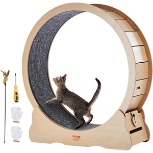 VEVOR Cat Exercise Wheel, 43.3″ Large Cat Treadmill Wheel for Indoor Cats, Cat Running Wheel with Detachable Carpet & Cat Teaser for Running/Walking/Training, Suitable for Most Cats Yellow(43.3in)
