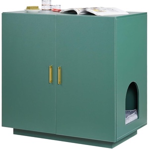 VEVOR Cat Litter Box Enclosure for Multi Cats, 47.2 in Hidden Litter Box Cabinet with 4 Doors & 2 Entries, Indoor Cat Washroom, Wooden Kitty House Furniture Side Table, Fit Most Litterboxes, Green(Dark Green)