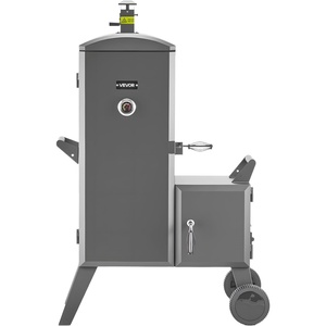 VEVOR Charcoal Offset Smoker, Heavy-Duty Steel BBQ Offset Smoker with Side Firebox, Movable Outdoor Barbecue Smokers with 6 Adjustable Grates, Thermometer & Air Vents for Backyard Patio Party Cooking