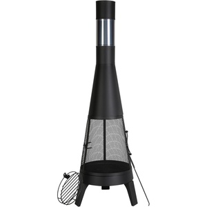 VEVOR Chiminea, 20 Inch Outdoor Wood Burning Firepit, Conical Fireplace for BBQ & Warming, Outside Wooden Fire Pit with Grill Mesh, Chimney Coat & Rustproof Chiminea Lid, for Patio, Garden, Backyard(20 Inch)