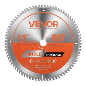 VEVOR Circular Saw Blade, 8 inch Diameter, 42 Sharp Alloy Teeth, 1 inch Arbor, Fine Finish, Wood Cutting Blade for Circular Saw, with Noise-Reducing Heat Vents, for Cutting Plywood, OSB, and Hardwood(12“ & 80T)