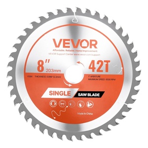 VEVOR Circular Saw Blade, 8 inch Diameter, 42 Sharp Alloy Teeth, 1 inch Arbor, Fine Finish, Wood Cutting Blade for Circular Saw, with Noise-Reducing Heat Vents, for Cutting Plywood, OSB, and Hardwood(8“ & 42T)