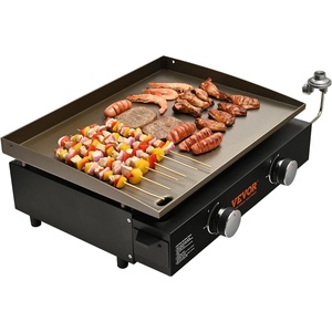 VEVOR Commercial Griddle, 22.4″ Heavy Duty Manual Flat Top Griddle, Countertop Gas Grill with Non-Stick Cooking Plate, Countertop Gas Griddles, H-Shaped Burner Restaurant Portable Grill, 13,000 BTU(2 Burner Grill)