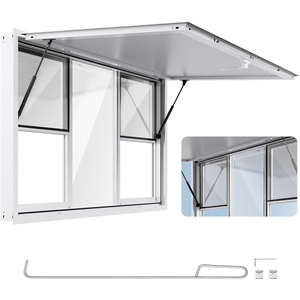 VEVOR Concession Window, Aluminum Alloy Frame Service Window for Food Truck, Up to 85 Degrees Stand Serving with Awning Door and Drag Hook (4 left&right sliding windows, 53x33in with 4 Sliding)(4 up&down sliding Screens)