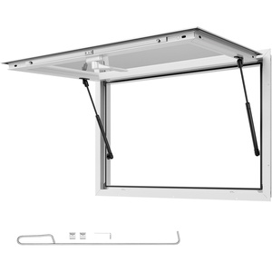 VEVOR Concession Window, Aluminum Alloy Frame Service Window for Food Truck, Up to 85 Degrees Stand Serving with Awning Door and Drag Hook (4 left&right sliding windows, 53x33in with 4 Sliding)(whole glass)
