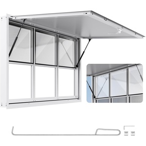 VEVOR Concession Window Aluminum Alloy Frame Service Windows for Food Truck, Up to 85 Degrees Stand Serving Window with Awning Door and Drag Hook (3 up&down sliding windows, 60x36in)