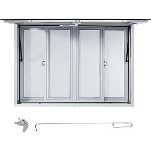 VEVOR Concession Window for Food Trucks Concession Trailers, 53 x 33 inch, Aluminum Alloy, with 4 Horizontal Sliding Screen Windows & Awning Door & Drag Hook(53″W x 33″H)