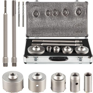 VEVOR Concrete Hole Saw Kit, 1-2/11″, 1-3/5″, 2-9/16″, 3-5/32″, 3-15/16″ Drill Bit Set SDS Plus & SDS MAX Shank Wall Hole Cutter w/a 4-1/3″ Connecting Rod for Concrete, Cement, Stone Wall, Masonry