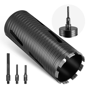 VEVOR Core Drill Bit, 2 inch Diameter, 9-1/2 inch Drilling Depth, 5/8-11 Internal Thread, Diamond Dry Coring Bit with 3 Adapters, Pilot Drill and Hex Wrench, for Concrete, Red Bricks, and Masonry(4 inch)