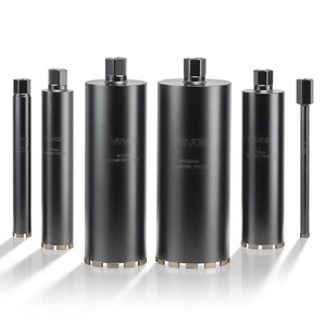 VEVOR Core Drill Bit, 2 inch Diameter, 9-1/2 inch Drilling Depth, 5/8-11 Internal Thread, Diamond Dry Coring Bit with 3 Adapters, Pilot Drill and Hex Wrench, for Concrete, Red Bricks, and Masonry(1+2+3+4+5+6 inch)