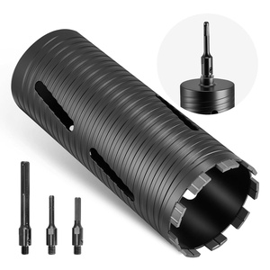 VEVOR Core Drill Bit, 2 inch Diameter, 9-1/2 inch Drilling Depth, 5/8-11 Internal Thread, Diamond Dry Coring Bit with 3 Adapters, Pilot Drill and Hex Wrench, for Concrete, Red Bricks, and Masonry(4-1/4 inch)