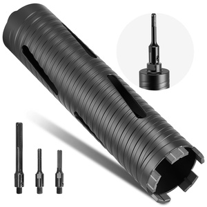 VEVOR Core Drill Bit, 2 inch Diameter, 9-1/2 inch Drilling Depth, 5/8-11 Internal Thread, Diamond Dry Coring Bit with 3 Adapters, Pilot Drill and Hex Wrench, for Concrete, Red Bricks, and Masonry(2.5 inch)