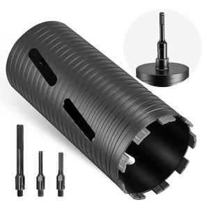 VEVOR Core Drill Bit, 2 inch Diameter, 9-1/2 inch Drilling Depth, 5/8-11 Internal Thread, Diamond Dry Coring Bit with 3 Adapters, Pilot Drill and Hex Wrench, for Concrete, Red Bricks, and Masonry(4-1/2 inch)