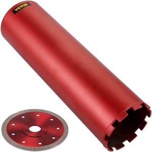 VEVOR Core Drill Bit, 2 inch Diameter, 9-1/2 inch Drilling Depth, 5/8-11 Internal Thread, Diamond Dry Coring Bit with 3 Adapters, Pilot Drill and Hex Wrench, for Concrete, Red Bricks, and Masonry(5 Inches)