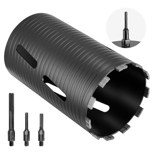 VEVOR Core Drill Bit, 2 inch Diameter, 9-1/2 inch Drilling Depth, 5/8-11 Internal Thread, Diamond Dry Coring Bit with 3 Adapters, Pilot Drill and Hex Wrench, for Concrete, Red Bricks, and Masonry(6 inch)