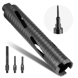 VEVOR Core Drill Bit, 2 inch Diameter, 9-1/2 inch Drilling Depth, 5/8-11 Internal Thread, Diamond Dry Coring Bit with 3 Adapters, Pilot Drill and Hex Wrench, for Concrete, Red Bricks, and Masonry(2 inch)
